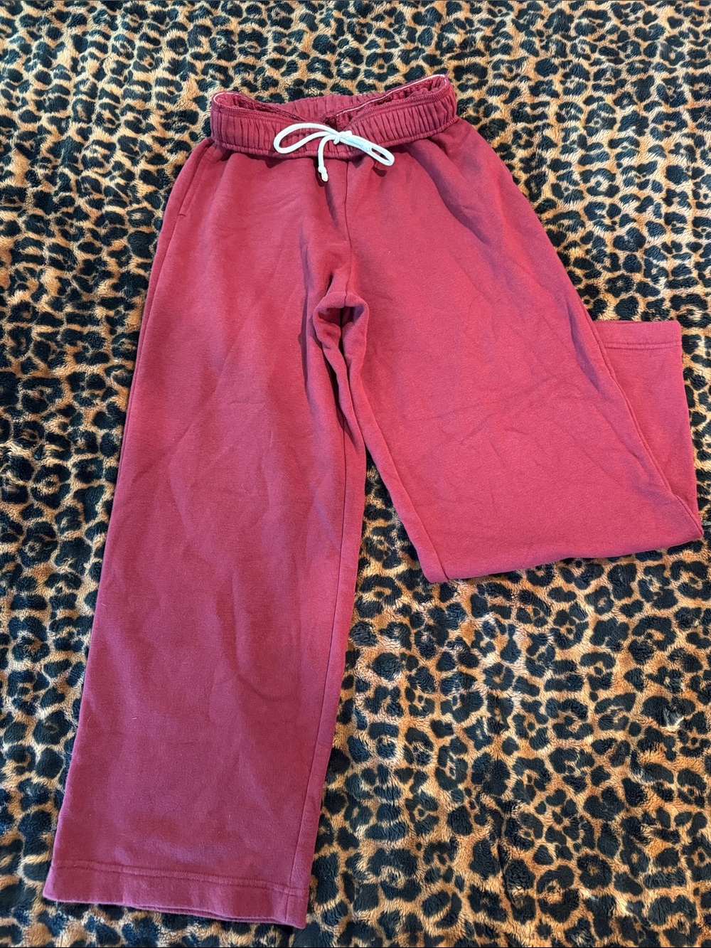 No Boundaries Burgundy Wide-Leg Drawstring Sweatpants